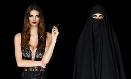 Alex smoking burqa (proche) / Cécile Plaisance