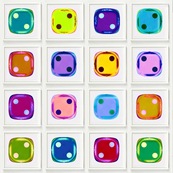 Dice Series 16 Piece Multicolour 'Twos' Square Installation / Richard Heeps